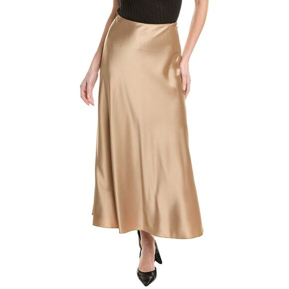 Lafayette 148 New York WomensBias Cut Flared Maxi Skirt Brown